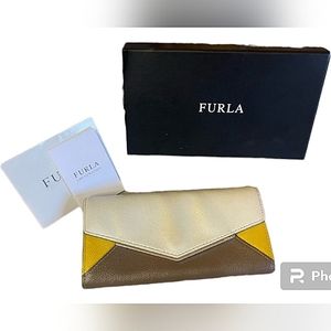 FURLA LEATHER ENVELOPE LEATHER WALLET WITH TAGS AND BOX
